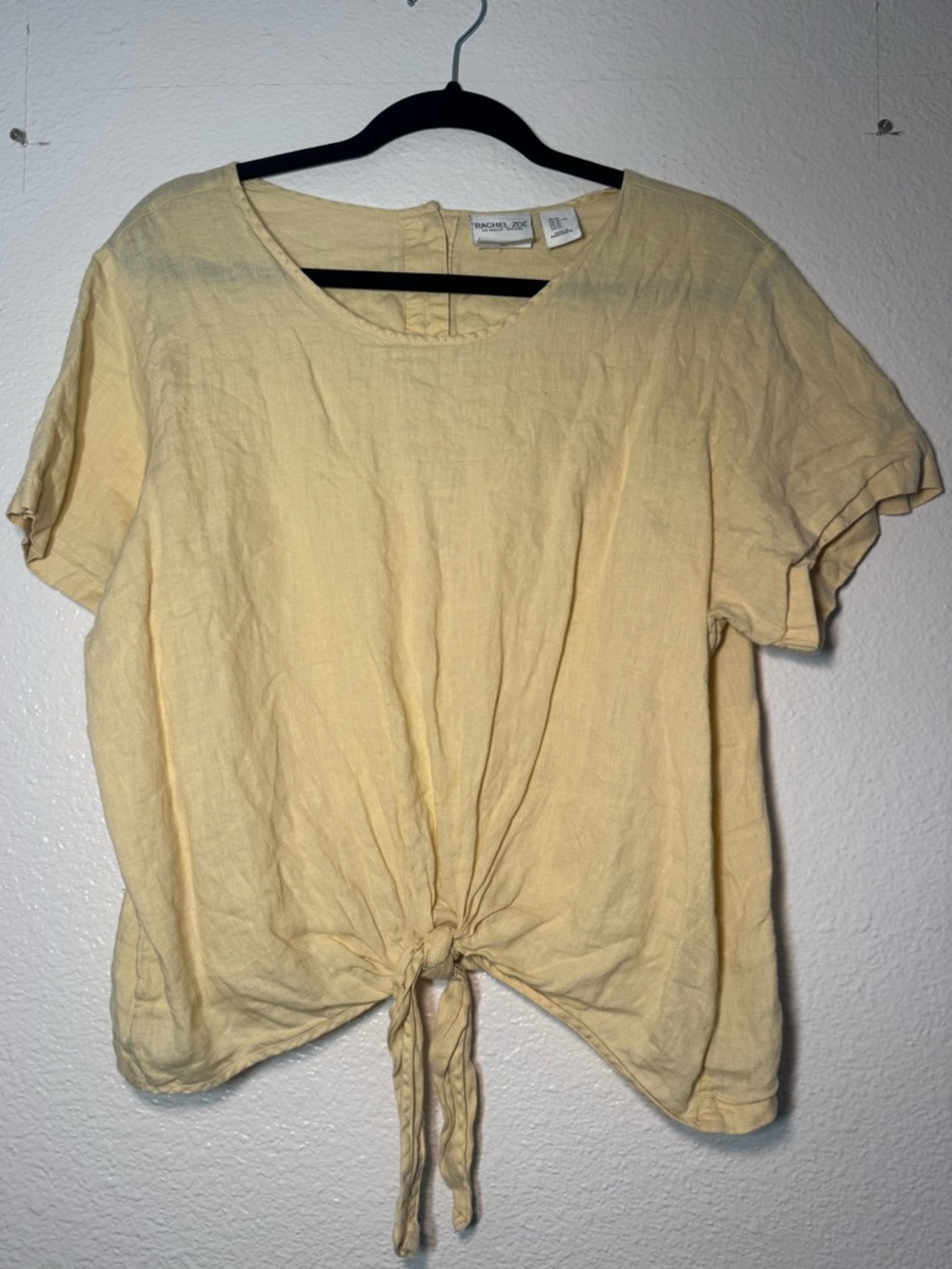 Rachel Zoe Pale Yellow Tie-Front 100%Linen